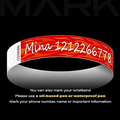 250*25mm και 250*19mm Tyvek Paper Wristband με Προσαρμοσμένες Απαιτήσεις Εκτύπωσης