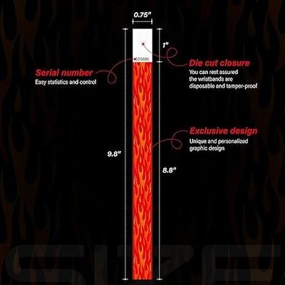 250*25mm και 250*19mm Tyvek Paper Wristband με Προσαρμοσμένες Απαιτήσεις Εκτύπωσης