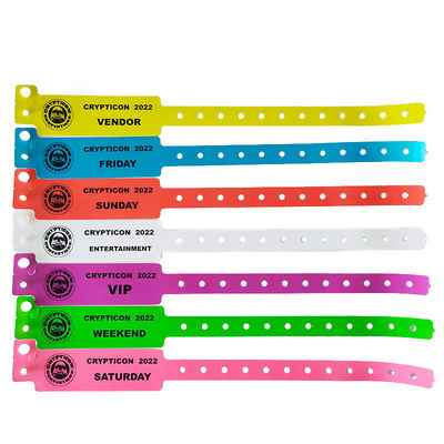 ISO9001 πιστοποιημένο Custom CMYK ψηφιακή εκτύπωση Αδιάβροχο πλαστικό βραχιόλι για ξενοδοχείο