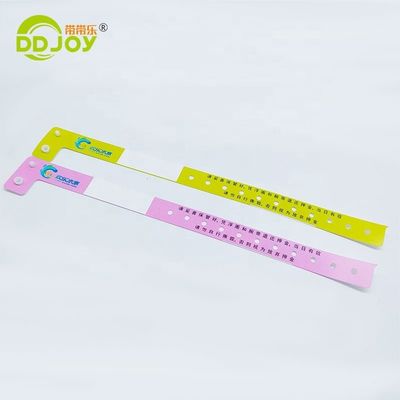 250*25mm/250*19mm Custom One Time Waterproof Plastic Wristband για πάρκο/υπόσταση/φεστιβάλ