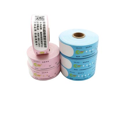 205*25mm Ξαναχρησιμοποιήσιμο Αδιάβροχο Κώδικα Qr Προσαρμοσμένο έντυπο χαρτί Εκδήλωση Θερμικό βραχιόλι