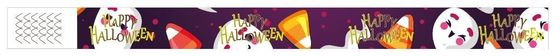 DDJOY 100pcs Happy Halloween Χάρτινα βραχιόλια Αδιάβροχα βραχιόλια Tyvek για πάρκα