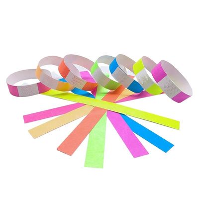 Προσαρμόσιμα Neon Colour Tyvek Wrist Bands 250*19mm για Φεστιβάλ και Συνέδρια