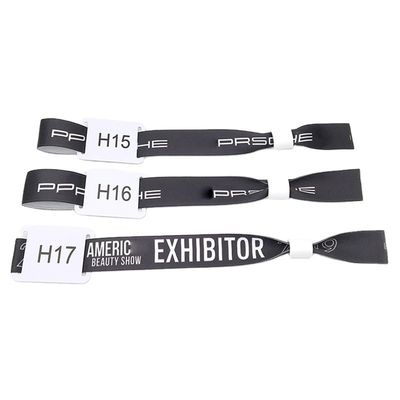 Επεξεργασμένα Φεστιβάλ Φεστιβάλ RFID Chip Satin Fabric βραχιόλια με εκτύπωση λογότυπου