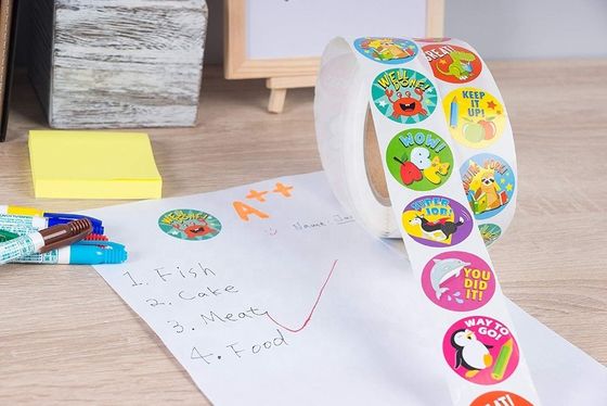 1 ιντσών 25mm στρογγυλά αυτοκόλλητα 500 PCS χαριτωμένα ζώα ετικέτες για τα σχολικά βραβεία και τους δασκάλους