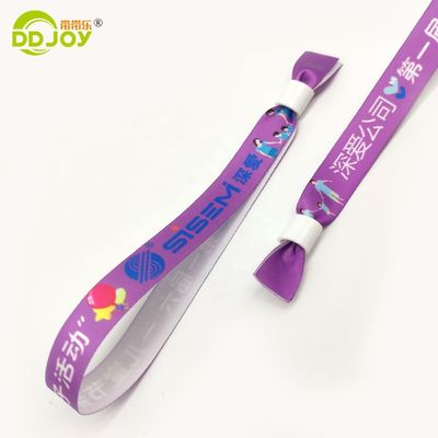 Εικαστικό έργο Custom Logo Sublimation Short Lanyard Woven Disposable Wristband για φεστιβάλ