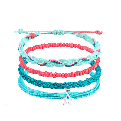 Μικρό χρώμα Wax Thread βραχιόλι χειροποίητο Bohemian Daisy Sunflower Turtle Shell βραχιόλι