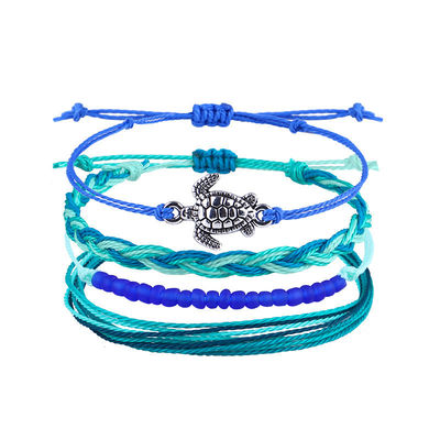 Μικρό χρώμα Wax Thread βραχιόλι χειροποίητο Bohemian Daisy Sunflower Turtle Shell βραχιόλι
